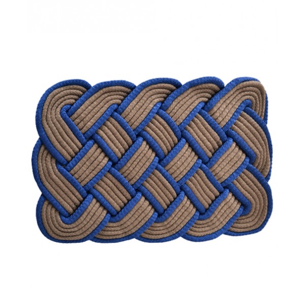 Blue And Almond Polyester Door Mat Rope
